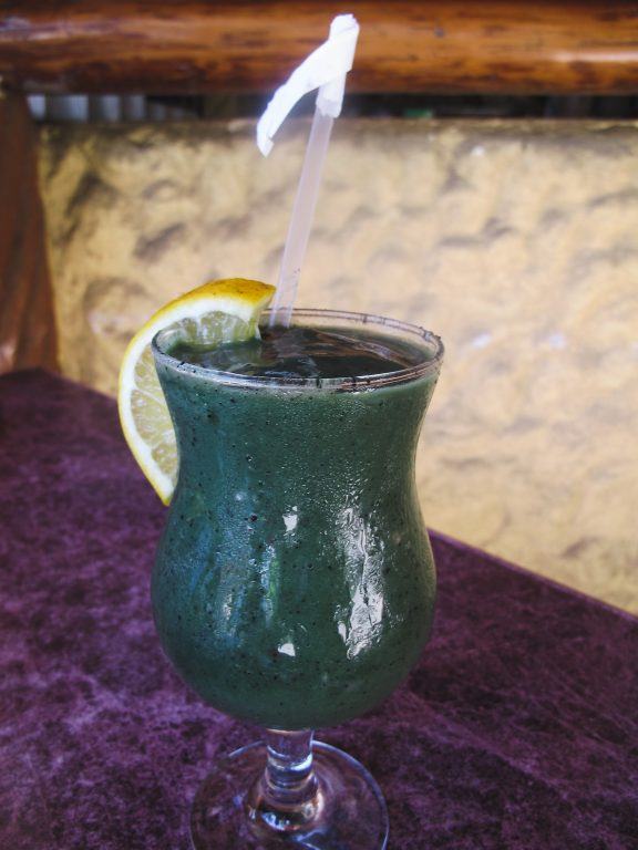 Spirulina smoothie in Montezuma, Costa Rica at El Sano Banano