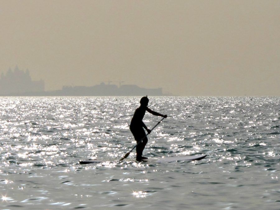 Paddle boarding at Kite Beach in Dubai