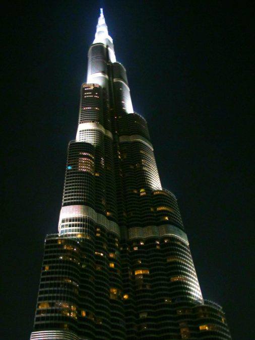 Burj Khalifa at night in Dubai