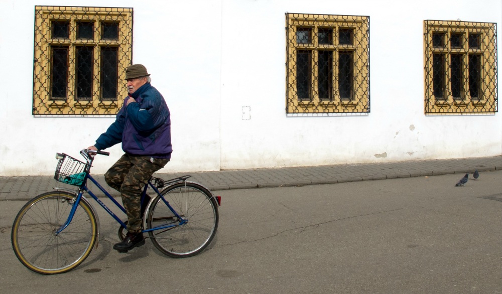 Cyclist in Medias, Romania