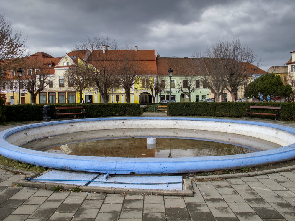 City center and Piata Regele Ferdinand in Medias, Romania