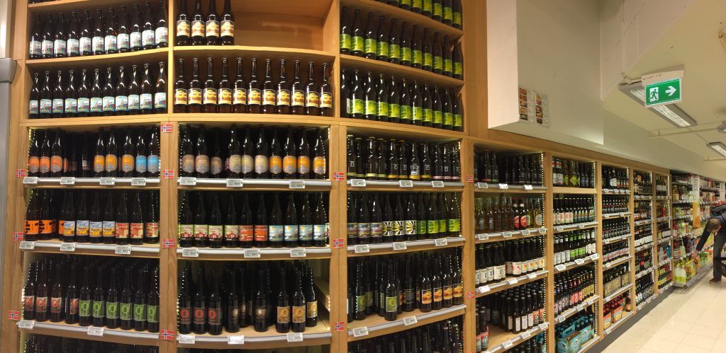 Craft beer selection at Meny grocery store in Majorstuen, Oslo.