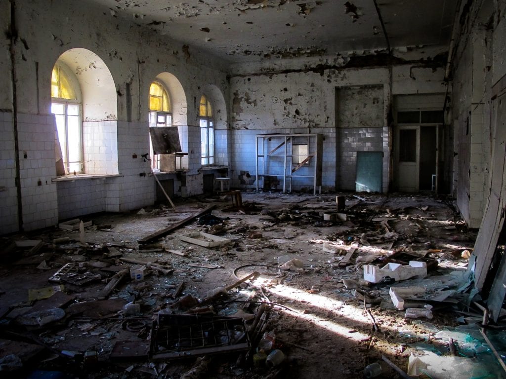 ukraine abandoned hospital hallway