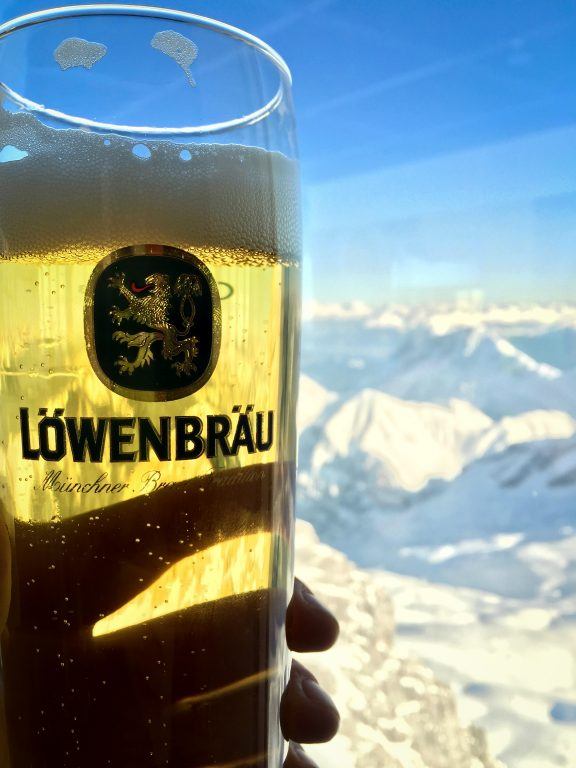 Lowenbrau beer atop Zugspitze