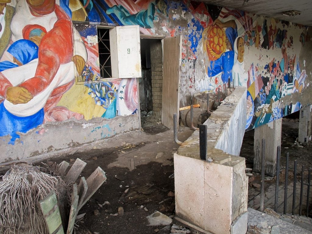 Visiting the Chernobyl Exclusion Zone; art in Pripyat, Ukraine