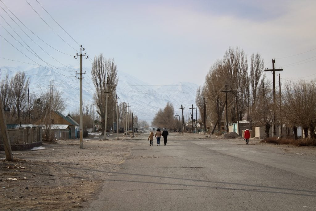 They are Building a Road to the Mountains in Balykchy, Kyrgyzstan