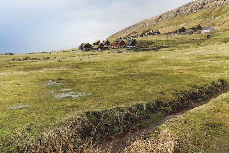 Views of Kirkjubour Faroe Islands