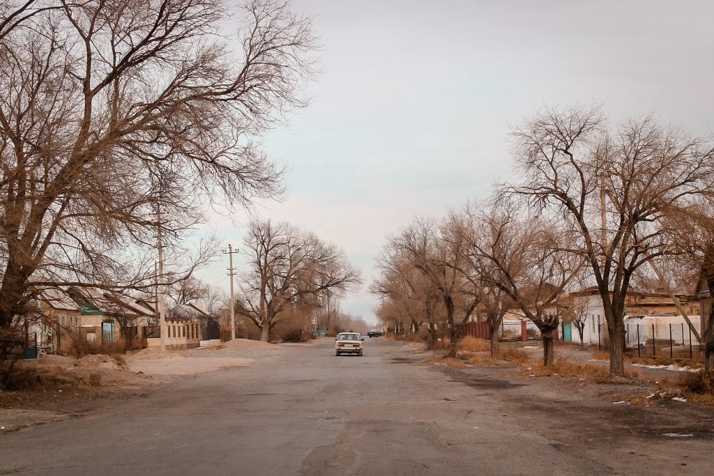 balykchy, kyrgyzstan on issyk-kul car mountains