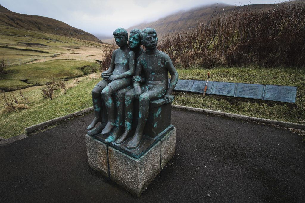 Statue in Gjogv, Faroe Islands fishermen