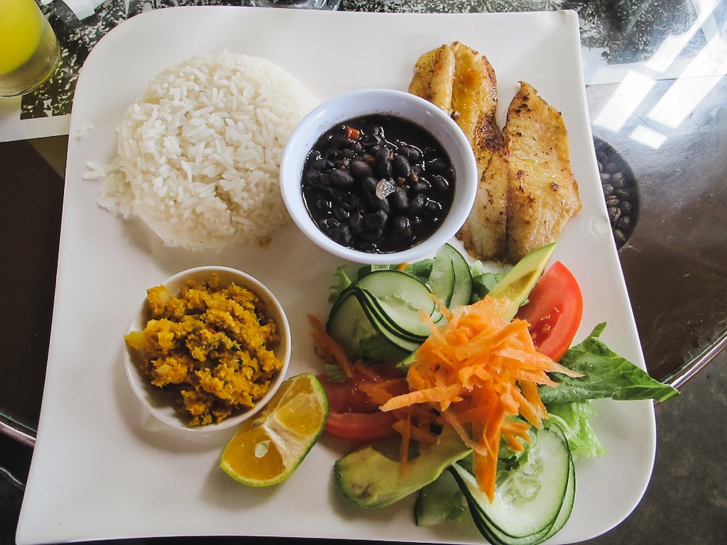 Casado at a soda in La Fortuna, Costa Rica