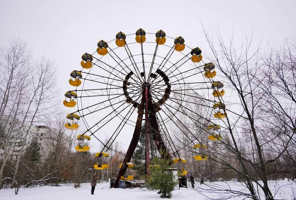 the ferris wheel in Pripyat, Ukraine in the Chernobyl Exclusion Zone