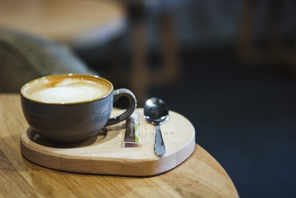 Flat white at 2 Giraffes Espresso Bar in Sofia, Bulgaria