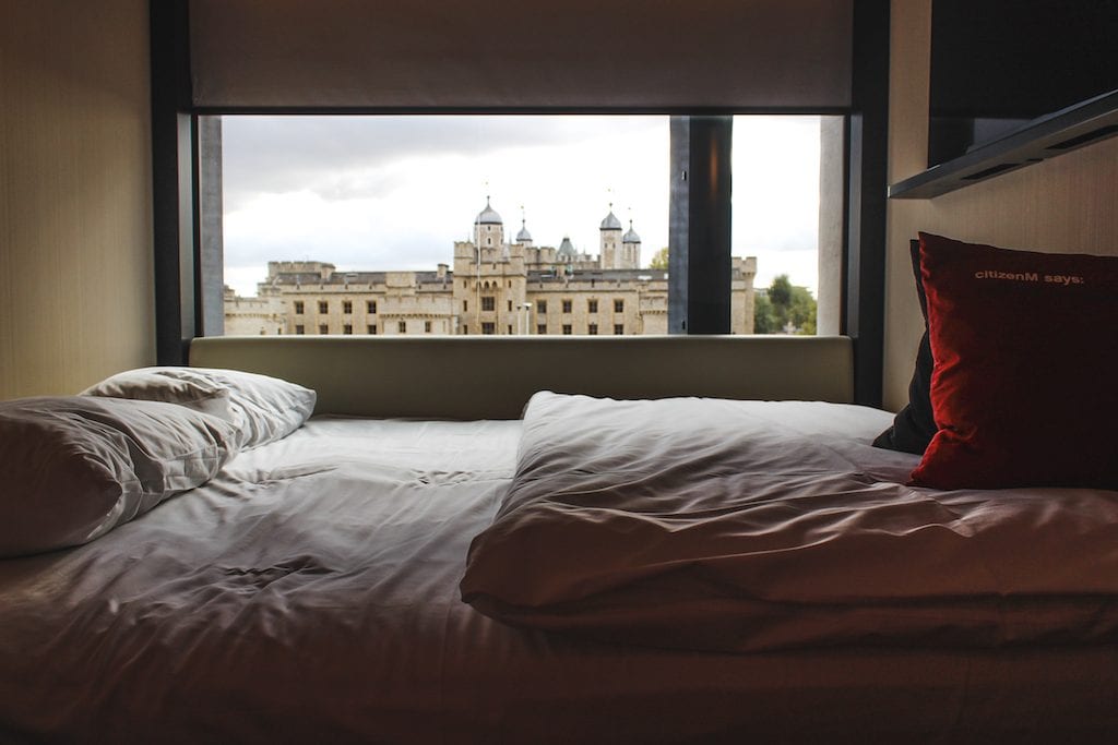 citizenM Tower of London hotel view from waking up
