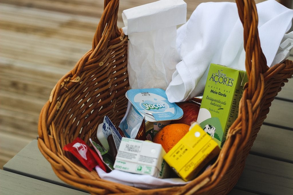 Santa Barbara Lodge by Santa Barbara Eco-Beach Resort in Sao Miguel, Azores breakfast basket ingredients seasonal and local from azores