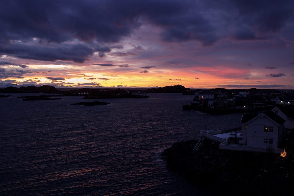 polar night colorful skies in henningsvær norway in the lofoten islands