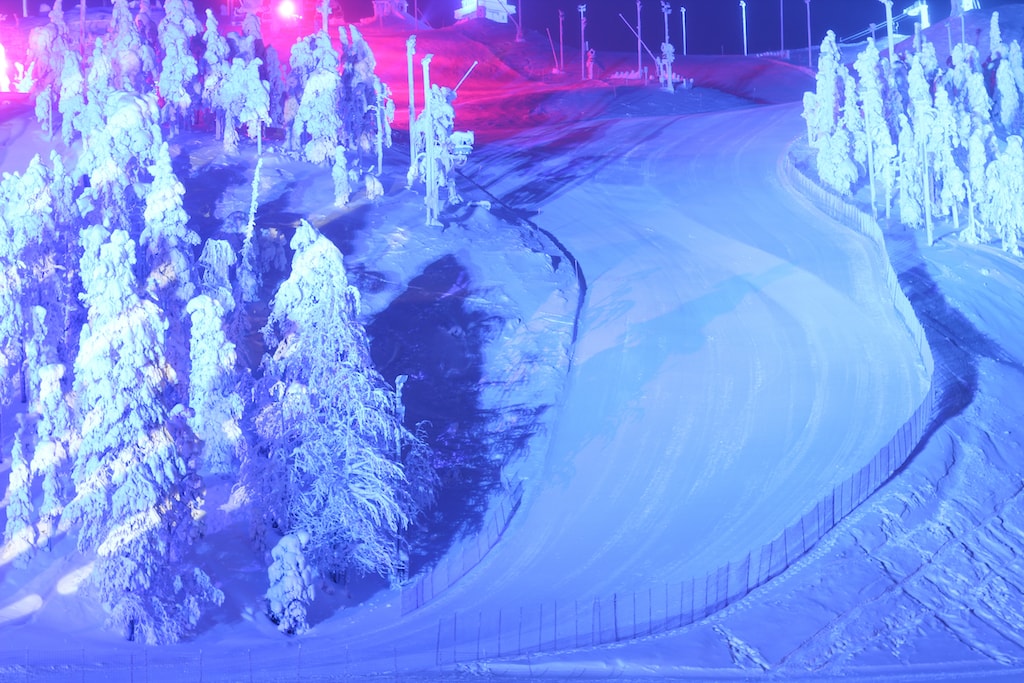 polar night light festival in ruka, finland skiing