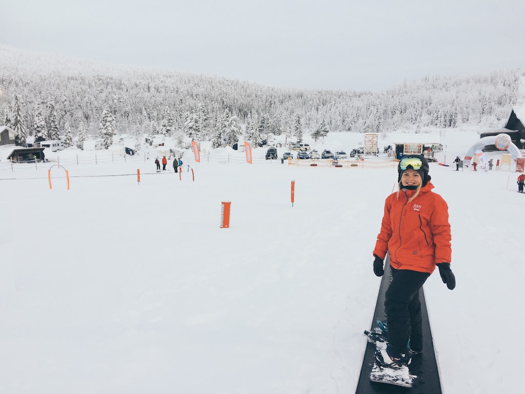 snowboarding at ruka ski resort in lapland finland