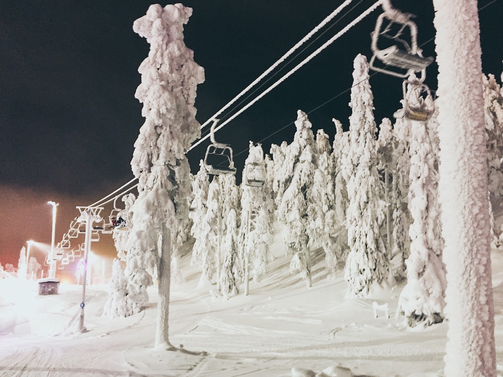 ski lifts at ruka, finland ski resort