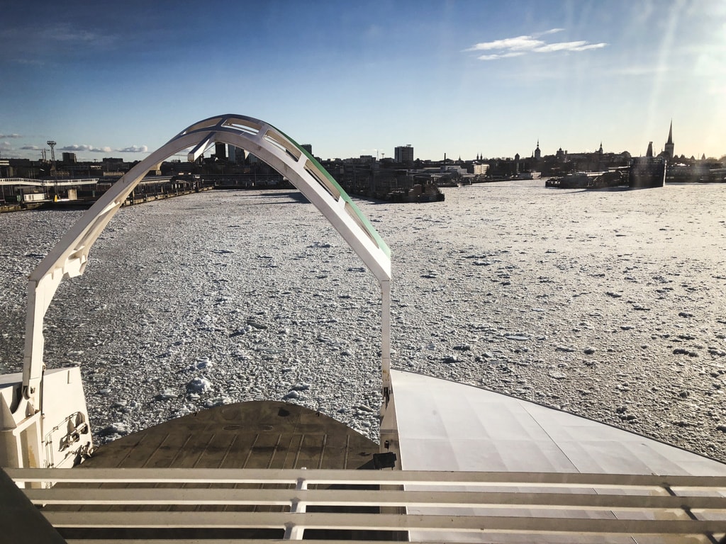 Tallinn to Helsinki Ferry: Cruising Across the Baltic Sea with Tallink Megastar sea ice on baltic sea