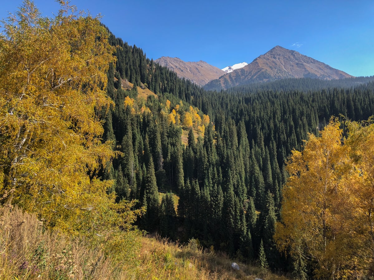 autumn on the way to big almaty lake kazakhstan