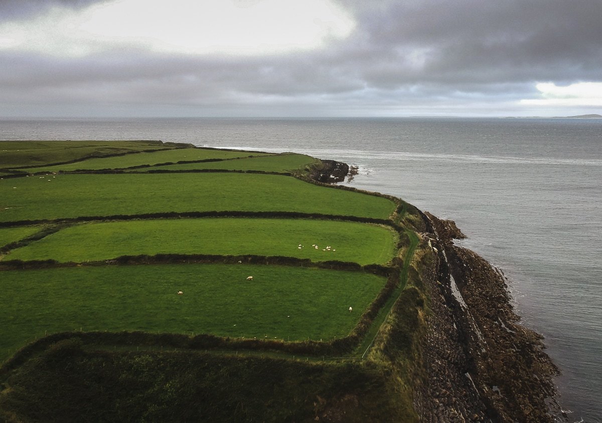 drone shot over sligo irelnd tara group walking to aughris