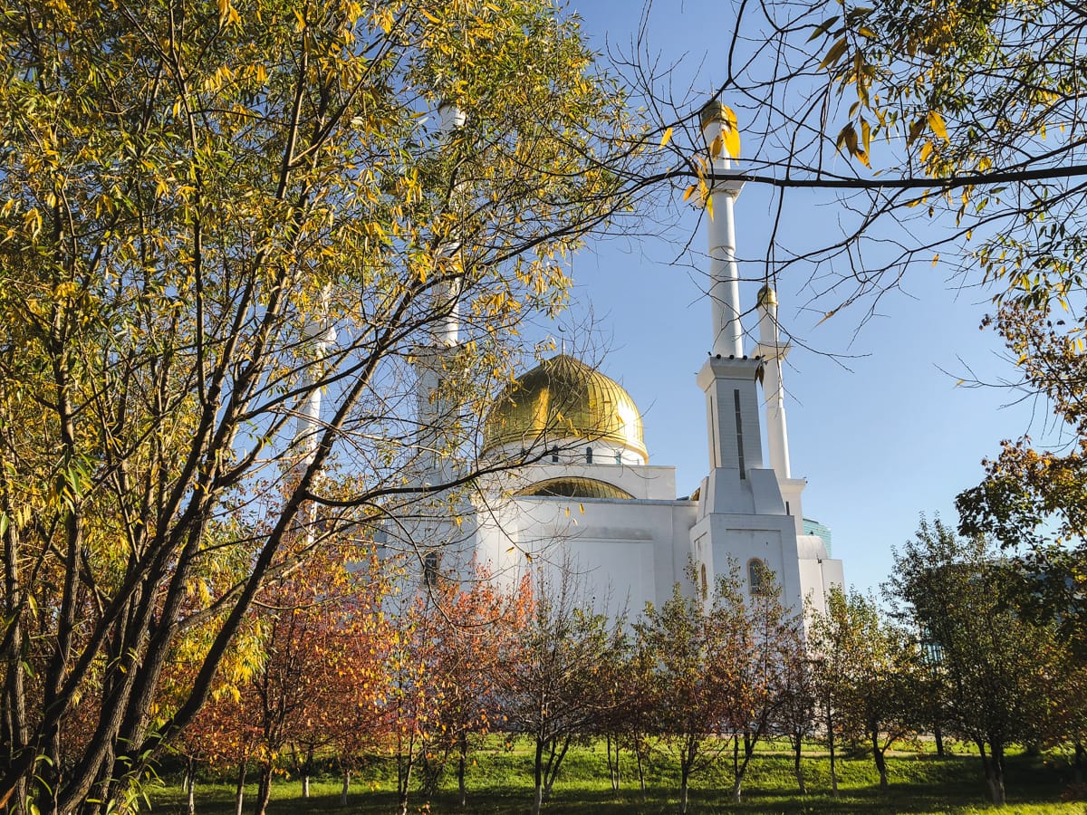 nur astana mosque in astana kazakhstan during fall