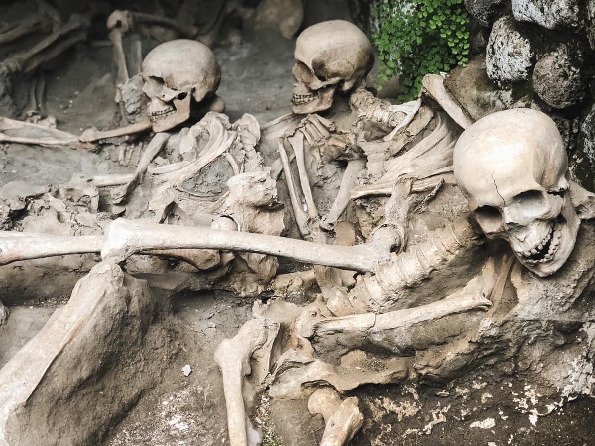 Herculaneum Italy - Ercolano Italy UNESCO World Heritage ruined by Vesuvius skeletons