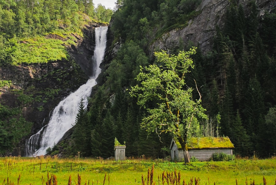 best day trips from Bergen Norway huldefossen waterfall near mo and førde