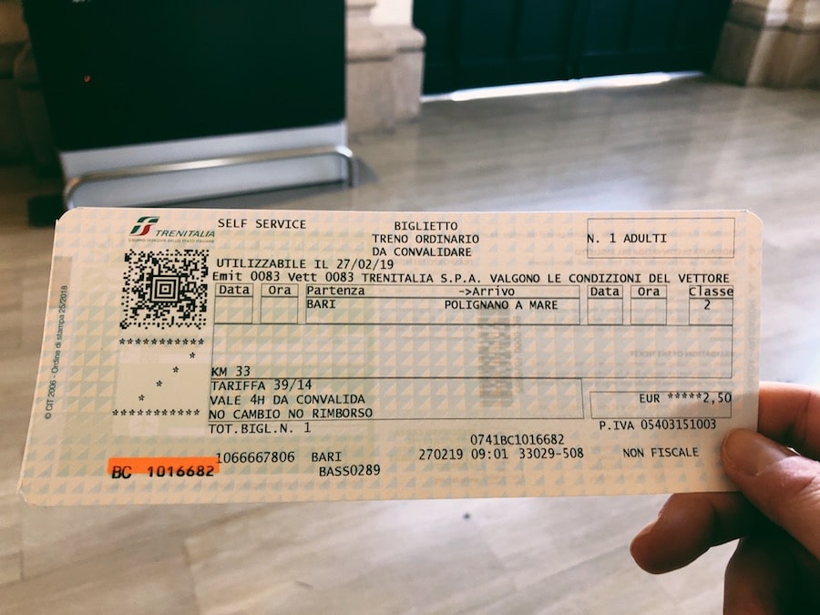 how to get from bari to polignano a mare cheaply by train ticket