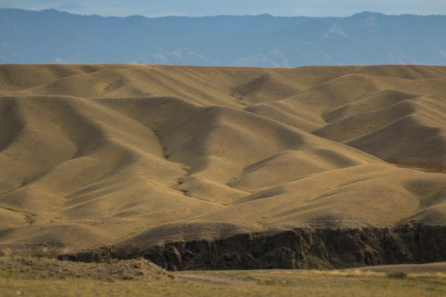 canyons and desert in kazakhstan on the way to kaindy lake