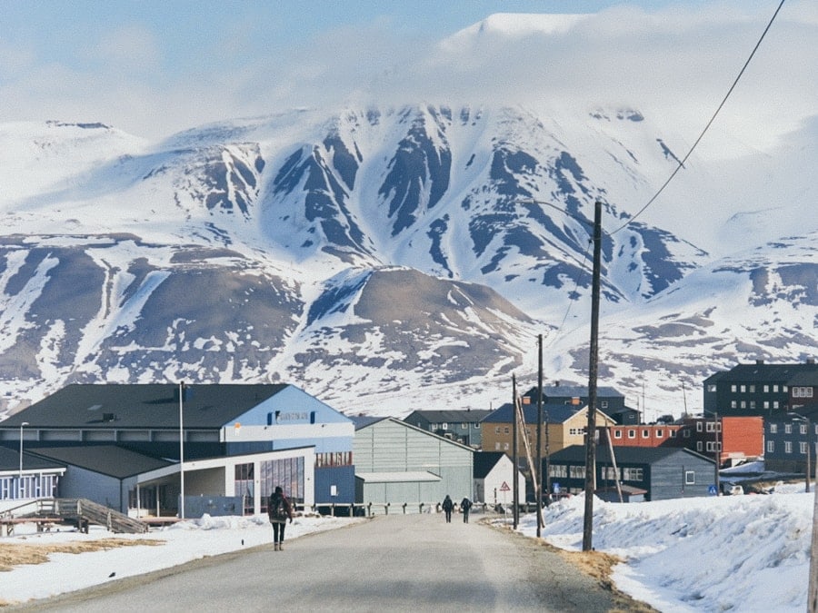 Longyearbyen town center- where many of the hotels in Longyearbyen are located.