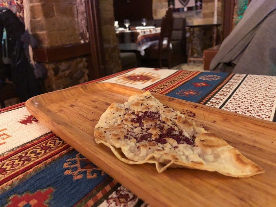 Qutab at Nergiz Restaurant in Baku