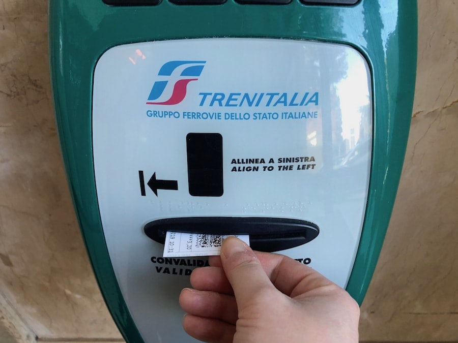 trenitalia validating ticket in monopoli