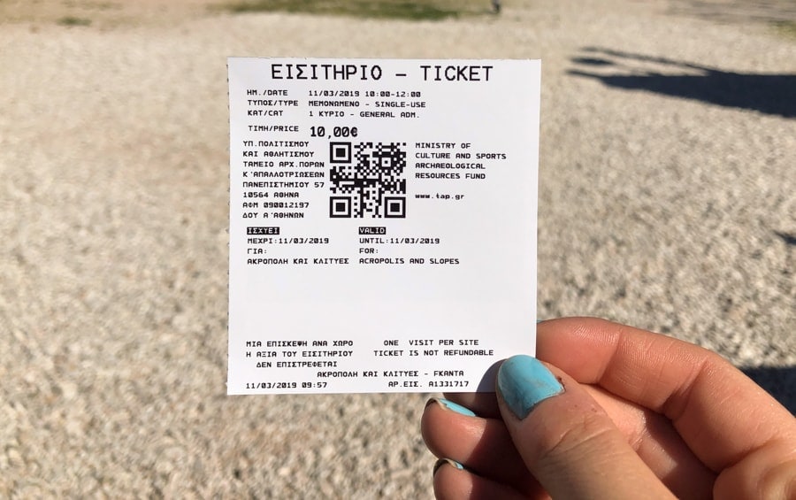 ticket for acropolis in athens