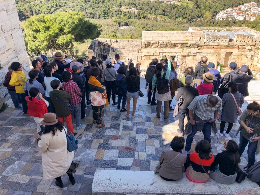 crowds at the acropolis greece