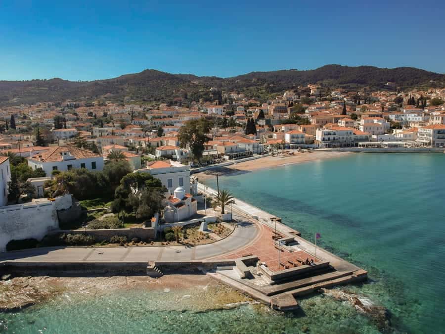 aerial views over Spetses, Greece