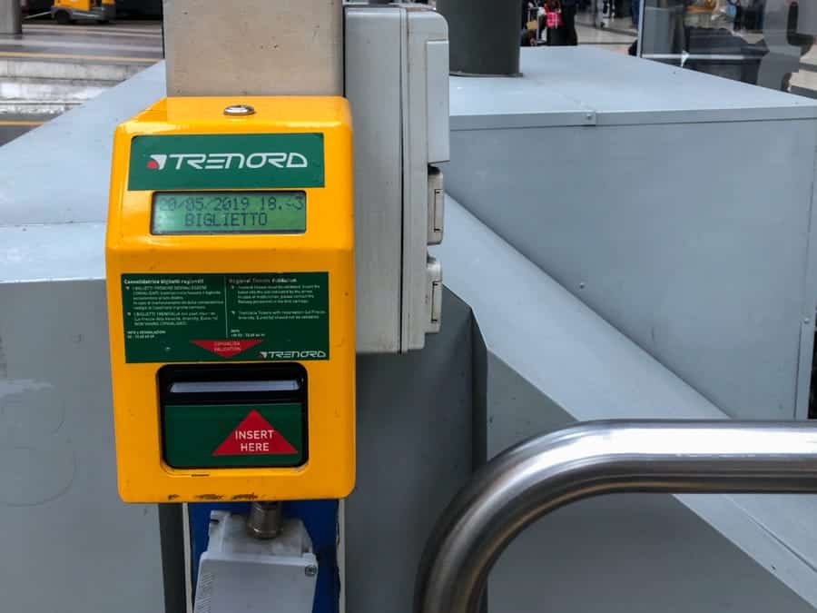 Milan Ticket Validation Machine in Milano Centrale