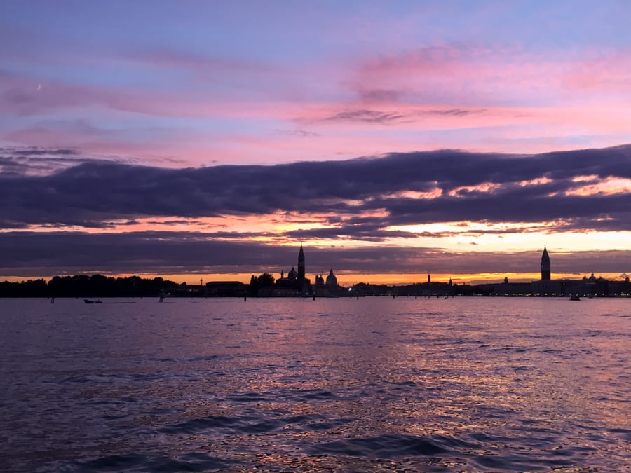 sunset in venice italy