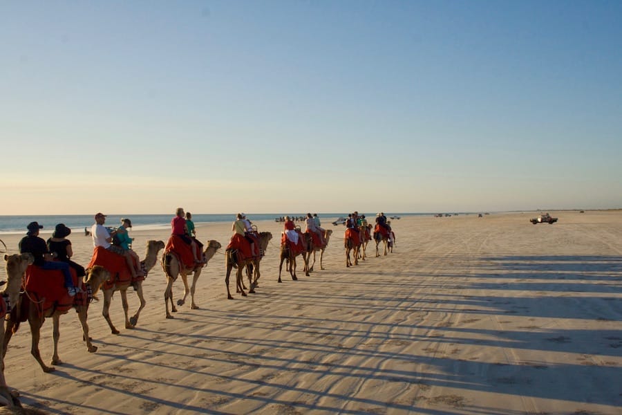 Sunset camel rides on Cable Beach