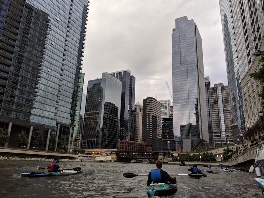 Kayaking on river