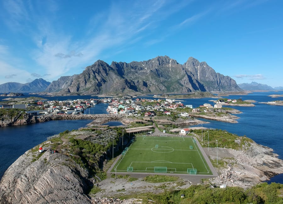 henningsvaer football pitch lofoten islands