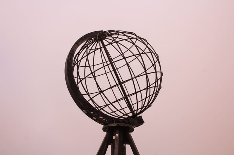 North Cape globe statue at the top of Norway