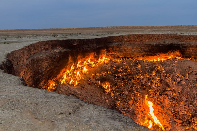Places in Central Asia: Darvaza Gas Crater in Turkmenistan
