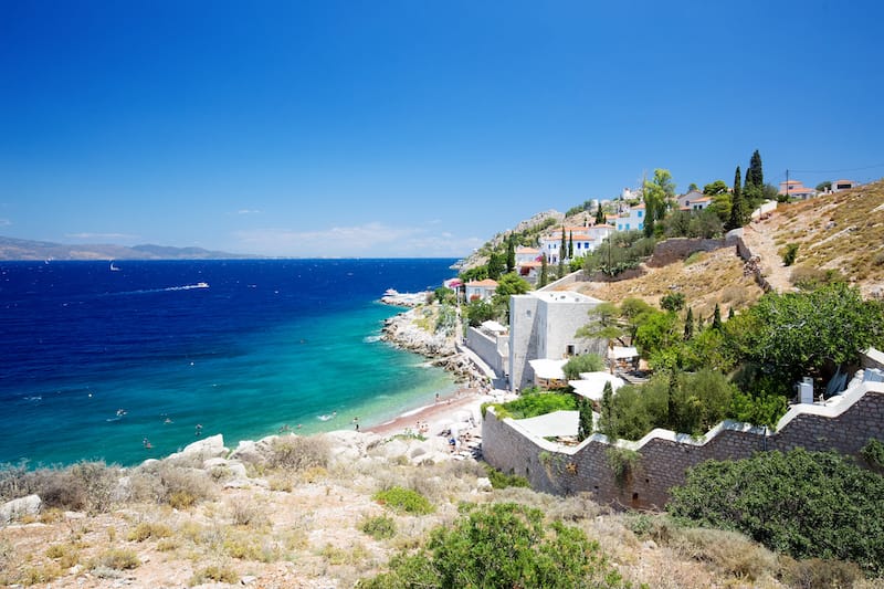 Castello Hydra and Kamini beach