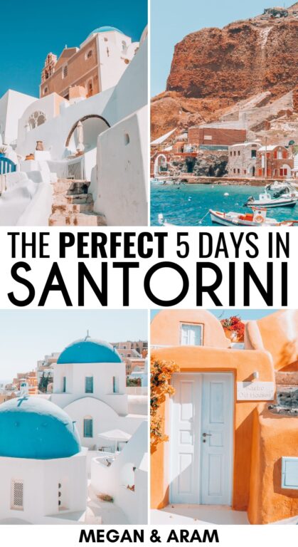 Perfect Santorini Itinerary: How to Spend 5 Days in Santorini - this itinerary for Santorini will tell you exactly how to spend your time on the gorgeous Greek Island, including what to do and where to stay | Santorini Greece | Places to visit in Greece | Santorini photography | Instagrammable places in Santorini | Things to do in Santorini | Hiking in Santorini | Santorini Beaches | Santorini Boat Trips | Oia Sunsets | Things to do in Oia | Visit Santorini | Travel to Santorini
