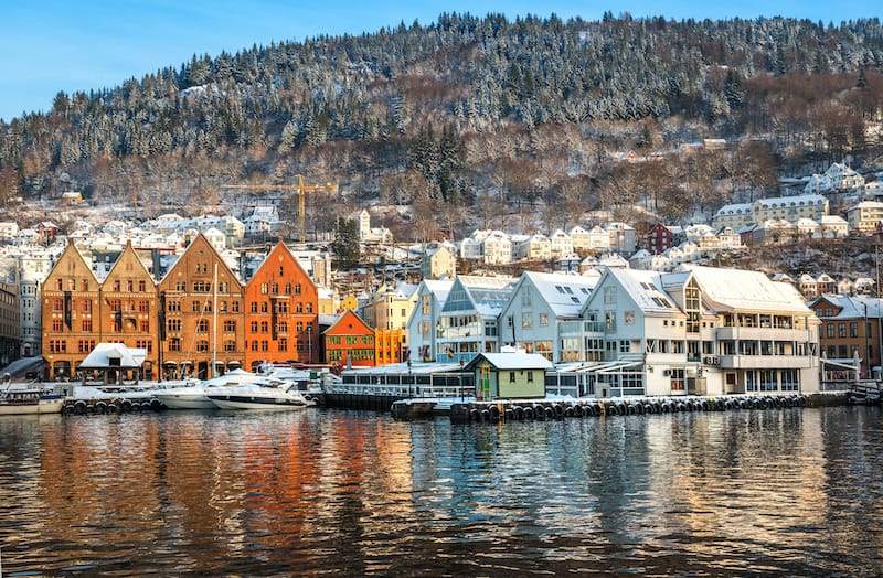 Across the harbor from Bryggen in Bergen