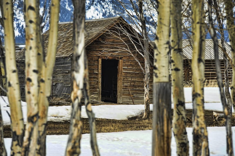 Barn in Yellowstone National Park winter