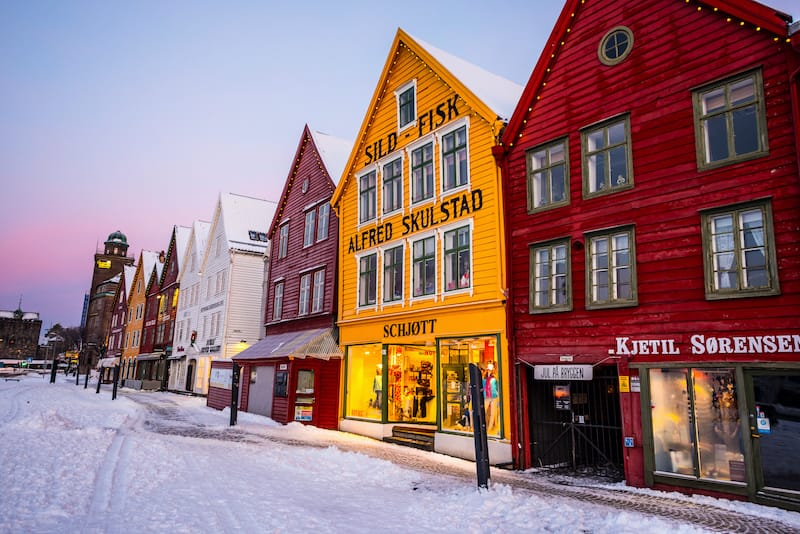 Bryggen Bergen in the winter