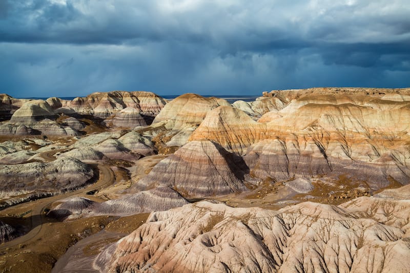 Petrified National Park in Arizona in winter