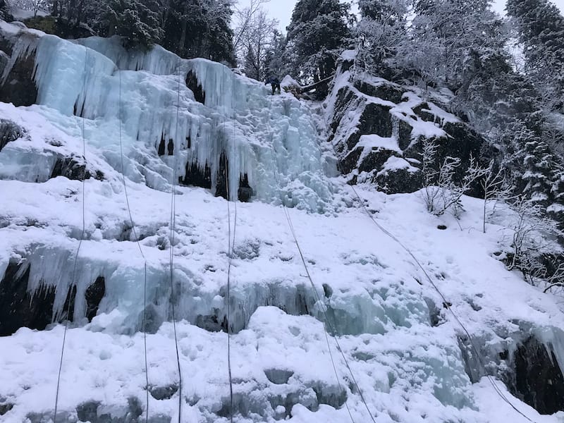 Winter ice climbing in Rjukan Norway